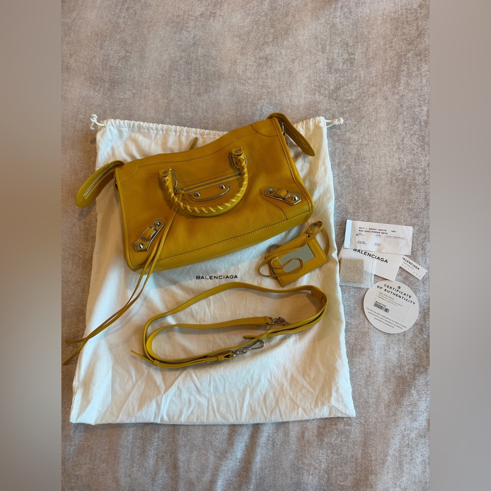 Balenciaga City Bag Small Metallic Edge - Jaune Epi